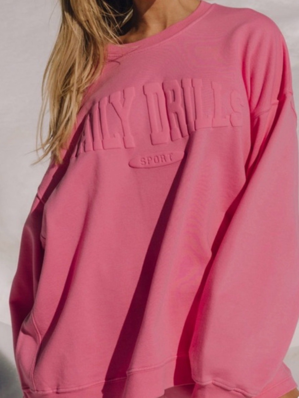 Daily Drills Cheeks Pink Oversized Sport Crewneck Sweatshirt XS/S